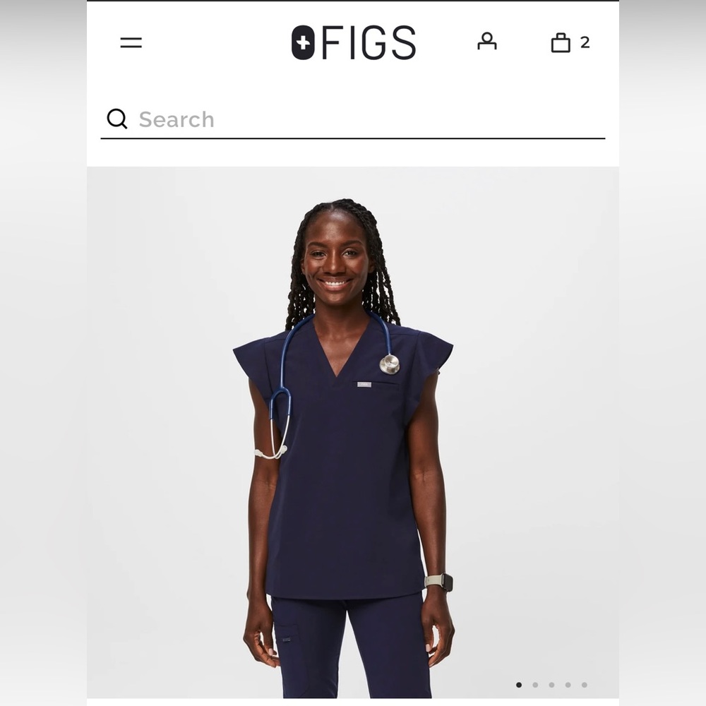 Figs Flutter scrub top in Navy blue
